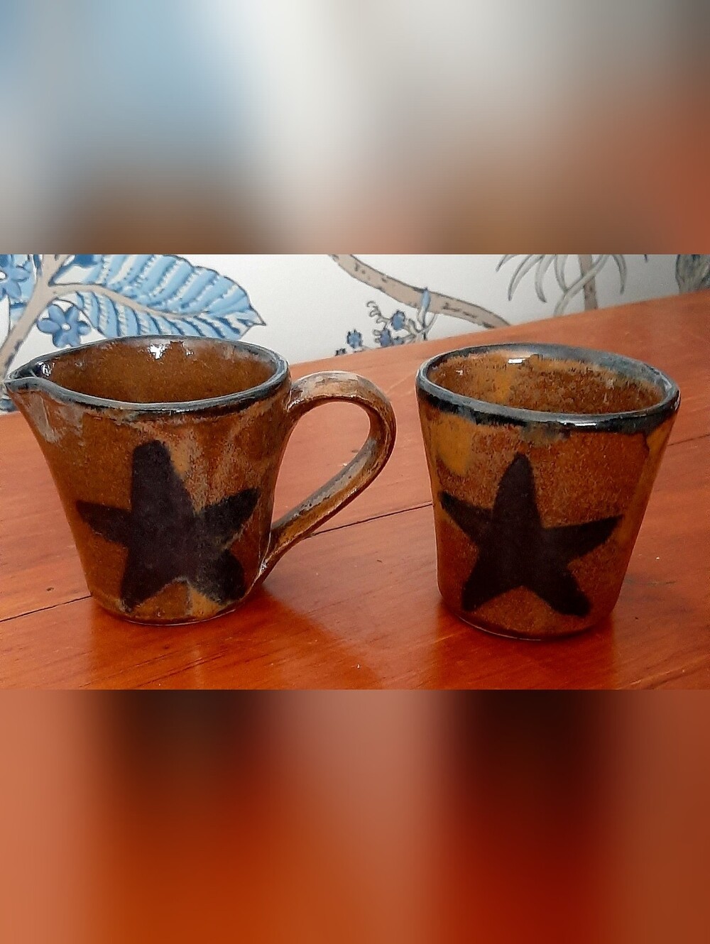 Sally Watson Pottery, Tipp City Ohio, Sugar & Creamer Set with Star NWOT